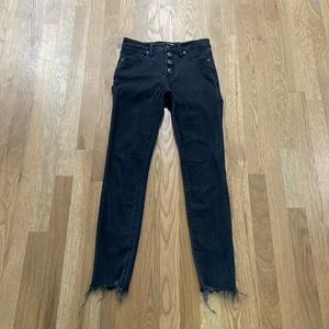 Madewell Women’s Black 9” High Rise Cotton Denim Distressed Skinny Jeans